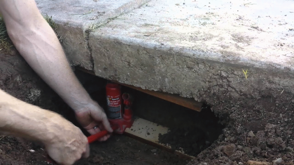 Leveling Sunken Concrete with Slab Jacking